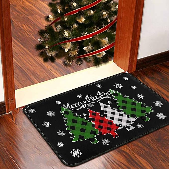 Christmas Doormat Outdoor Entrance Non-Slip Christmas Front Door Mat Xmas Decorative Washable Winter Holiday Welcome Doormat 17"x30" Merry Christmas Decor for Indoor Outdoor
