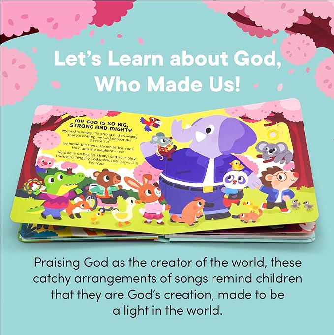 God Made Me Christian Sound Books for Kids - 6 Bible Songs - Christening, Baptism Gifts for Boys and Girls - Religious Toys, Interactive Music Books for Toddlers - Baby Dedication