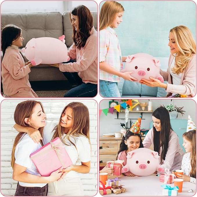 Achwishap 5PCS Pig Family,Pig Stuffed Animal Mommy with 4 Pig Babies Plush,Cute Pig Plush Pillow Cushion Doll,Kawaii Pig Plush Toy Hugging Pillow for Kids Adult(16” Pig Family)
