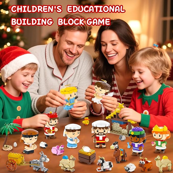 Nativity Advent Calendar 2025 Nativity Set Building Blocks for Kids Christmas Advent Calendar for Kids Boys Girls Teens Toddler Children Christian Religious Advent Calendar Gifts Toy