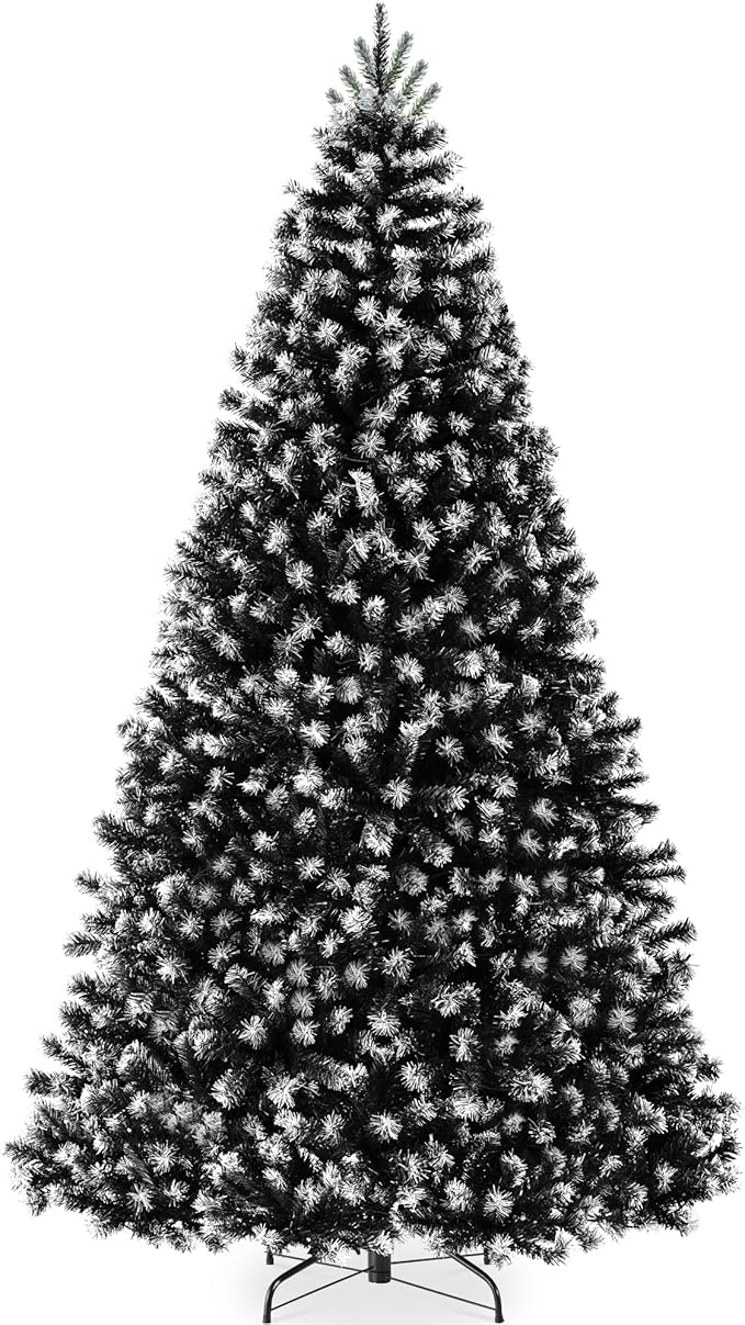 Best Choice Products Artificial Frosted Christmas Tree, 9ft Premium Unlit Realistic Spruce Holiday Décor w/Dense Branches, Metal Base - Black Spruce