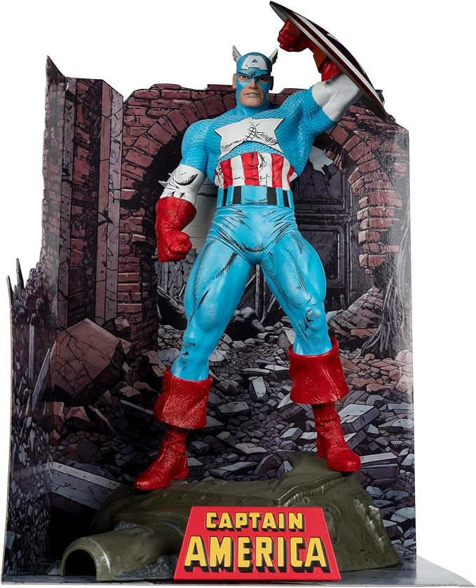 McFarlane Toys - Marvel Captain America 1:6th Scale Posed Figure with Scene & Comic (The Amazing Spider-Man #323)