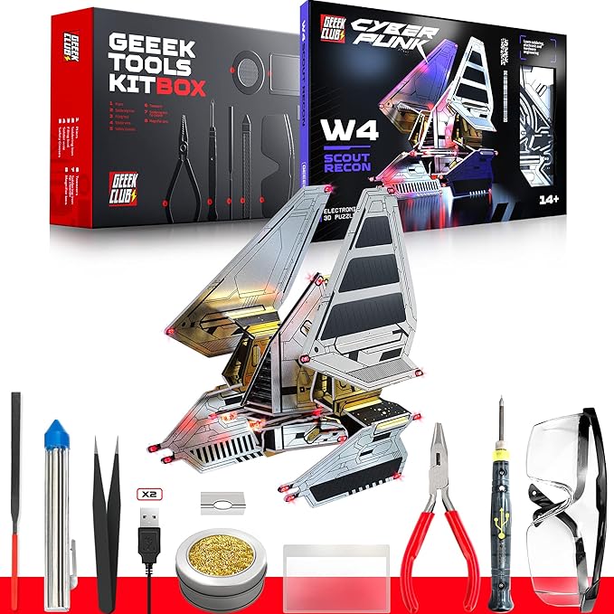 Robot Building Kit - W4 Scout Recon - DIY STEM Science Toys for Kids - Educational Robotics Kit - Printed Circuit Board Set - Build Your Own Robotic Spaceship Kits - Engineering Toy Gift