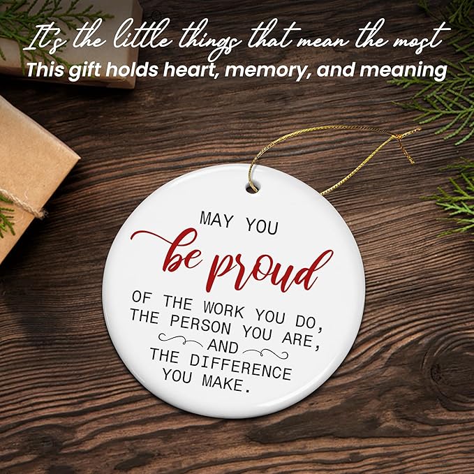 OASSIE Christmas Employee Appreciation Gifts for Coworkers - Ceramic Christmas Ornaments 2025 for Tree Decorations - Inspirational Gifts for Women Boss Lady Teachers, Retirement Gift for Woman