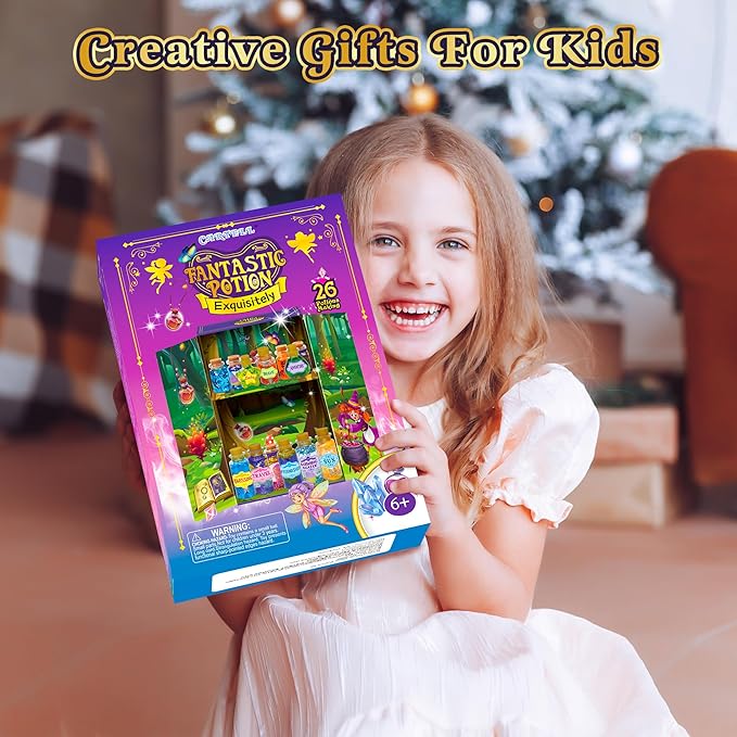 Fairy Magic Potions Kit for Kids, Upgraded 26 DIY Mixed Magic Wizard Potion Bottles, Mystery Potions Craft Kit, Christmas Decorations Birthday Gifts for Age 6 7 8 9 10+ Year Old Girls Boys