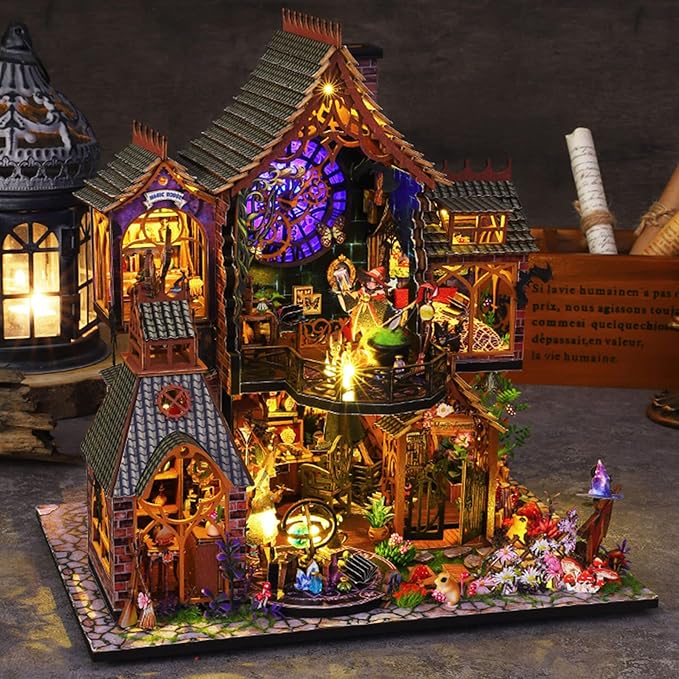 DIY Miniature Wooden Dollhouse Kit, DIY Miniature House Kit for Adults and Teens, DIY Mini Dollhouse Kit (Magic Spirit)