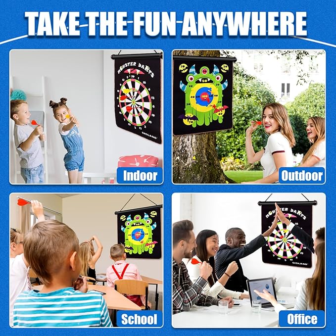 Magnetic Dart Board for Kids, Double-Sided Dart Board with 12 Magnetic Darts, Indoor/Outdoor Fun Party Game Toy, Birthday Gift for Ages 3 4 5 6 7 8 9 10 11 12 Year Old Boy Girl