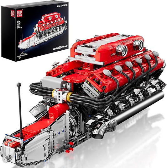 Mould King V12 Engine Building Sets, V8 Model Engine Kit for Adults, Mini Engine Scale Model with Motor, 10169 STEM DIY Building Kits That Works, Blocks Toys for Aged 14+ (3472 Pieces)