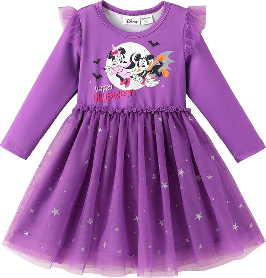 Disney Princess Frozen Minnie Mouse Dress Girls Sparkle Ruffle Tulle Tutu Birthday Party Fall Outfits Clothes Baby to Toddler