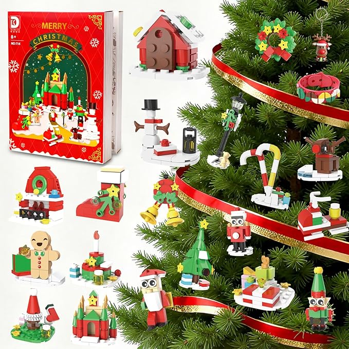 2025 Advent Calendar Building Set, Christmas Buiding Blocks for Kids, 24 Days Countdown Buiding Sets Christmas Toys for Kids