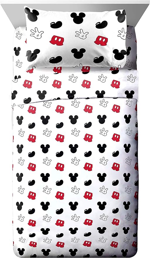 Jay Franco Disney Mickey Mouse Cute Faces 5 Piece Full Bed Set - Includes Comforter & Sheet Set - Super Soft Fade Resistant Polyester - (Official Disney Product)