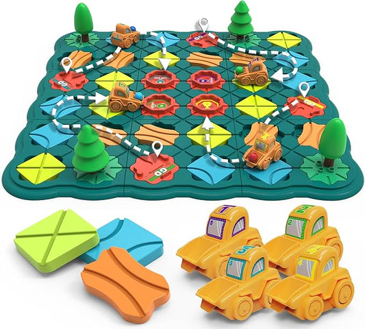 Kids Toys STEM Board Games - Logic Road Builder Brain Teasers Puzzles for 4 5 6 7 Year Old Boys Girls, Educational Montessori Birthday Gifts for Ages 4-8 Preschool Classroom Learning (65 PCS)