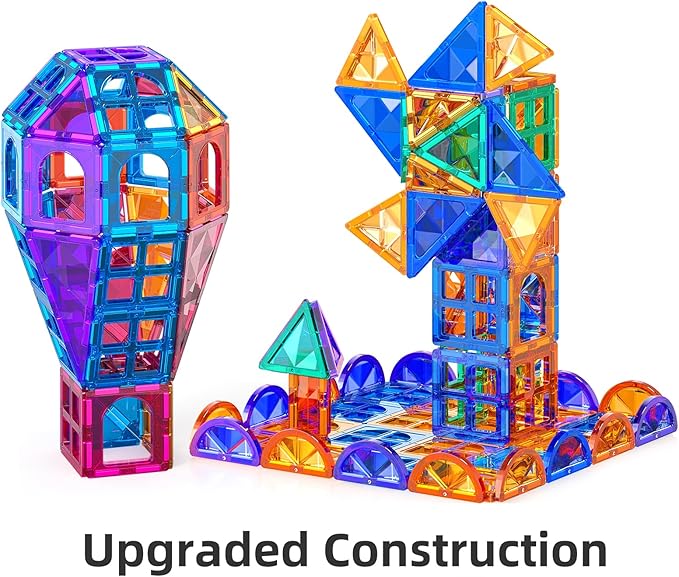 TEMI Magnet Tiles, 80 PCS Magnet Building Toy, Magnets Building Set, Learning and Education Toys Christmas Toy Gifts for Ages 3 4 5 6 7 8+ Year Old Toddler Kids Boys and Girls