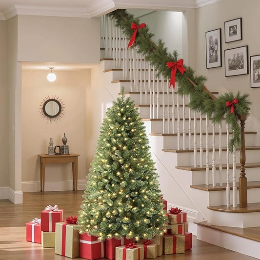 SHareconn 4ft Prelit Premium Artificial Classic Spruce Christmas Tree, 120 Warm White & Color LED Changing Lights, 382 Branch Tips, Perfect Choice for Xmas Decoration,4 FT