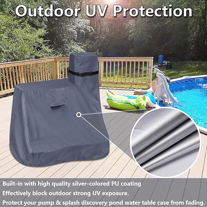 Kids Water Table Cover for Step2 Pump & Splash Discovery Pond Water Table, Outdoor UV, Fade-resistant, Wind and Dust Protection Toddlers Water Sensory Activity Pool Cover(Grey)