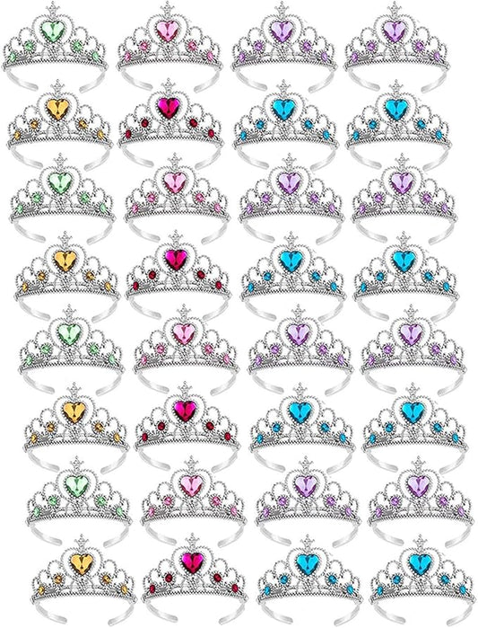S & E TEACHER'S EDITION 32 Pcs Tiaras Crown Set, Princess Dress Up Costume Party Accessories Costume Xmas Party Favor Plastic Crown for Girls Women Kids