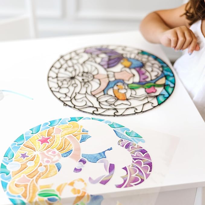 Melissa & Doug Stained Glass Made Easy Activity Kit: Mermaids - 140+ Stickers