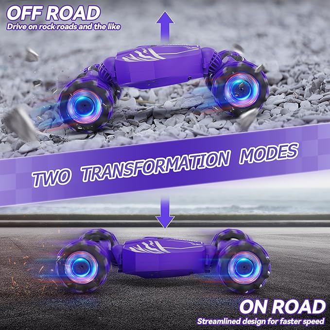 Dysaim Gesture RC Car, Birthday Gifts Toys for Boys Girls Age 6-12, 4WD Remote Control Car 360° Rotate Transform Drift RC Cars with Lights Music Sprayer, 2.4Ghz Hand Controlled