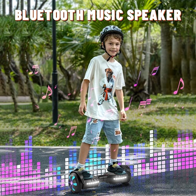Scooter, Bluetooth Speakers and LED Light-Up Wheels, APP Control, Dual 250W Motors, 8.5 mph Max Speed & 8.5 Miles Max Range, Gifts for Kids Adults Girls Boys