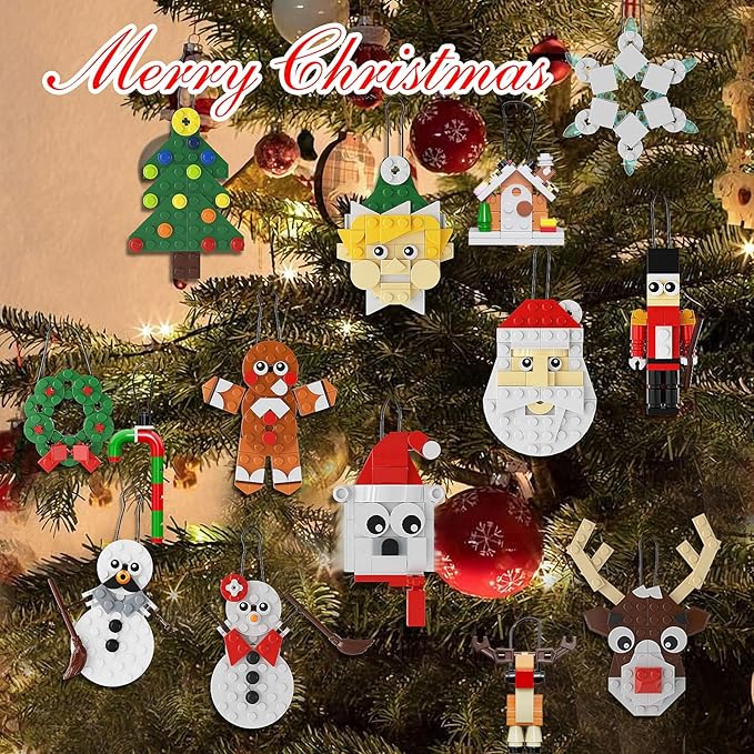 14-in-1 Christmas Tree Ornaments Building Kit, DIY Decorative Hanging Ornaments Building Toys Santa, Snowman, Gingerbread, Reindeer, Best Festival Gift for Kids or Friends 2025 New