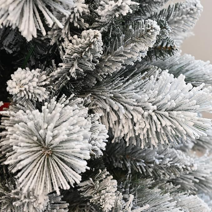 Flocked Christmas Tree 7.5ft, Christmas Tree -Full Christmas-Trees Snow Xmas Trees