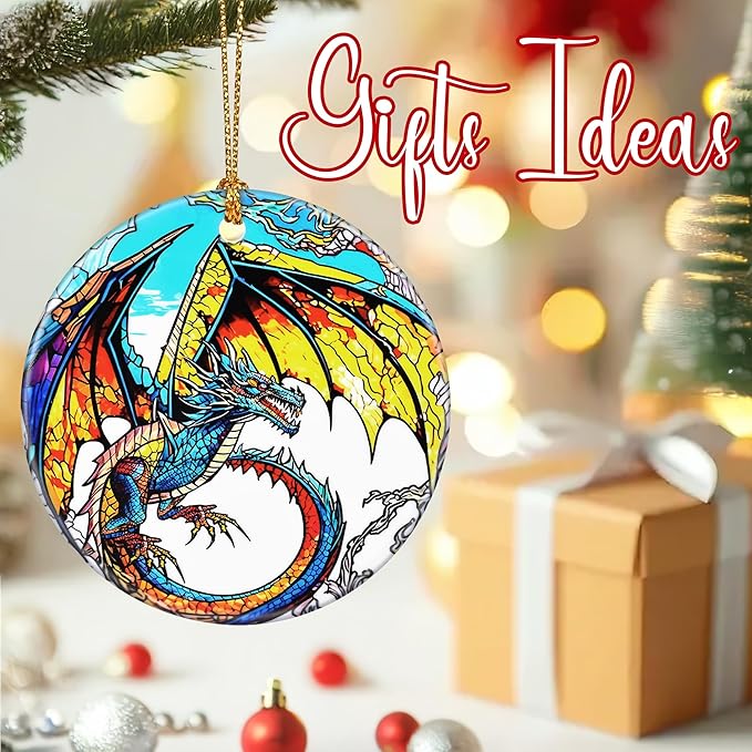 Dragon Christmas Ornament – Holiday & Christmas Decorations, Gifts for Dragon Lovers, Xmas Gift Ideas