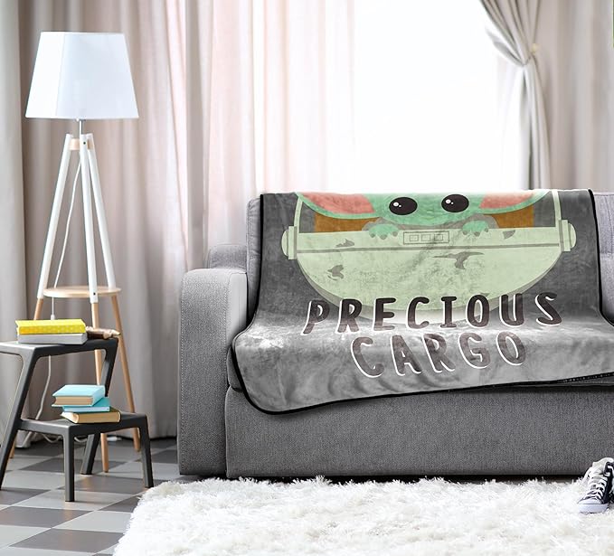 Jay Franco The Mandalorian Kids' Plush 46" x 60" Fleece Throw Blanket - Baby Yoda, Cozy, Fade Resistant for Toddlers to Teens