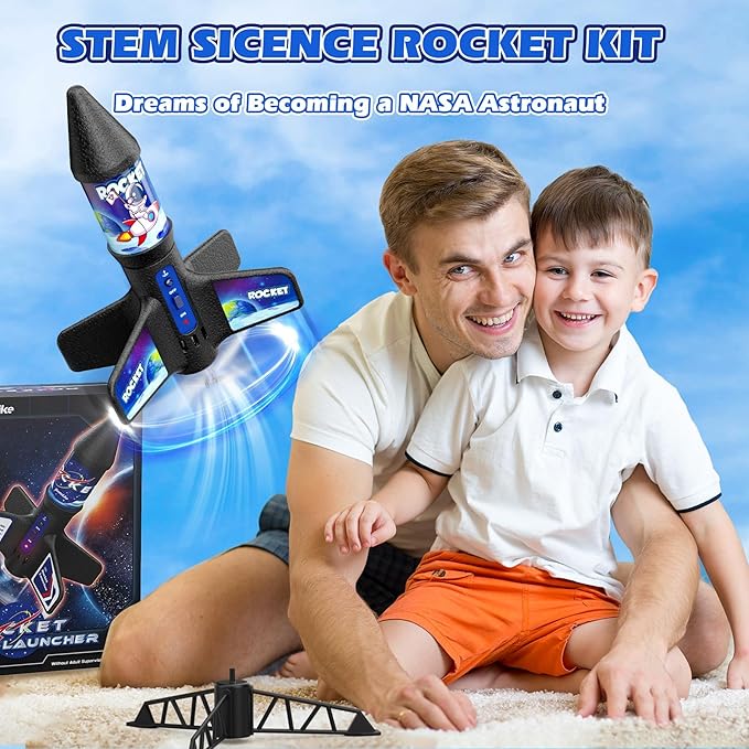 Rocket Launcher Toy for Kids,Self Launching Motorized Air Rocket with Parachute Launch Up to 200 Ft Model Rockets Outdoor Toys Gifts for Boys Kids Ages 6 7 8 9 10 11 12 3-5 5-7 8-12