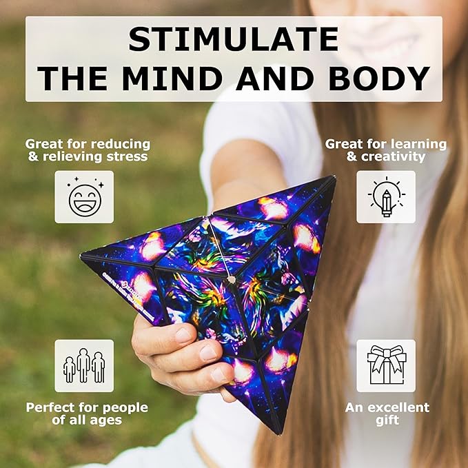 SHASHIBO Jumbie Shape Shifting Box - STEM Magnetic Fidget Cube That Transforms Into Over 70 Shapes, Download Fun in Motion Toys Mobile App (Disco Plaid)