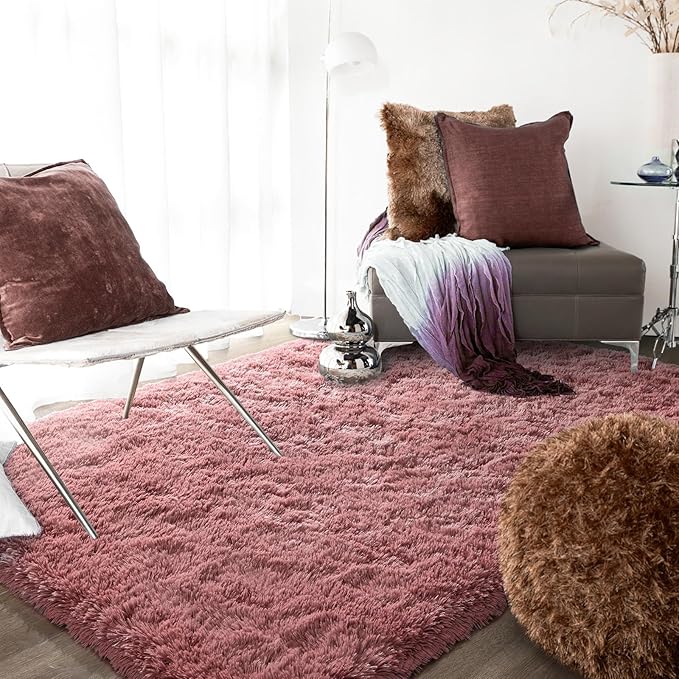 Ompaa Fluffy Rug, Super Soft Fuzzy Area Rugs for Bedroom Living Room - 5' x 8' Large Plush Furry Shag Rug - Kids Playroom Nursery Classroom Dining Room Decor Floor Carpet, Blush