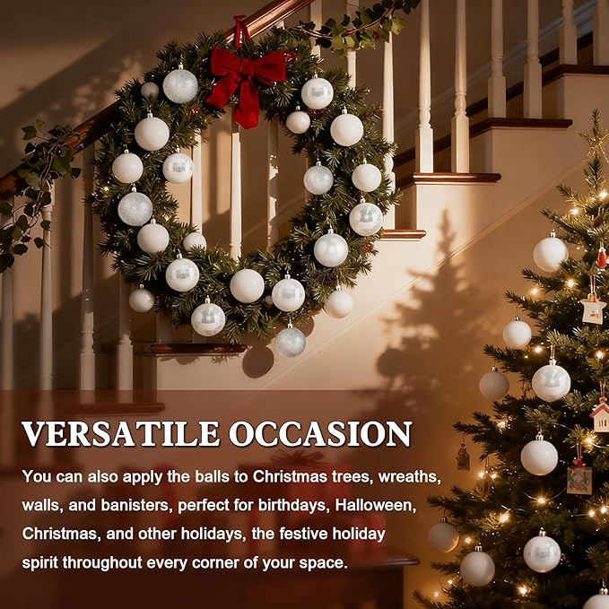 2.36" Christmas Balls Christmas Tree Ornaments Shatterproof Plastic Holiday Ornament Festival Hanging Ball Holiday Decorations Set of 24pcs