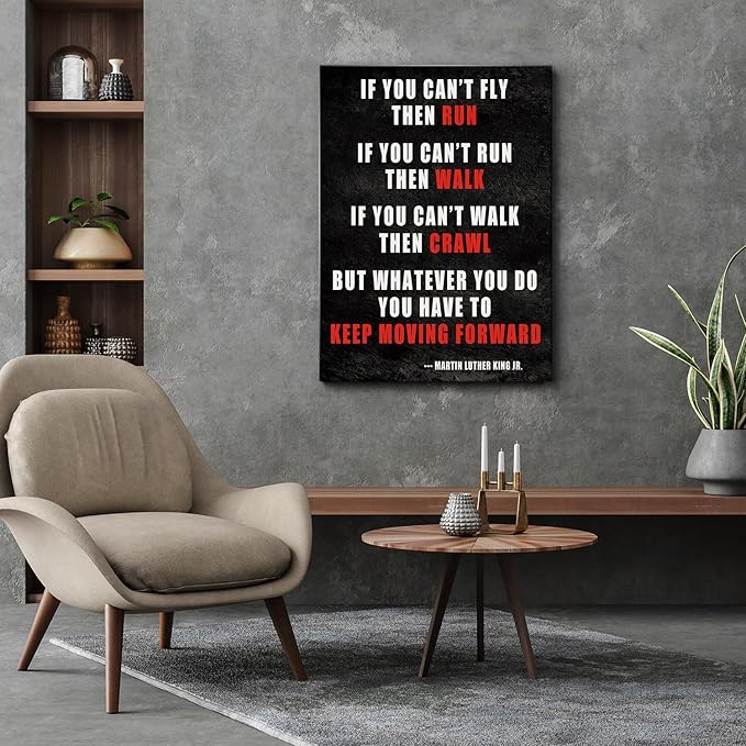 AbcCustomize Keep Moving Forward Motivational Wall Art, Inspirational Wall Decor for Office & Home, Positive Quotes Canvas Prints Ready to Hang, Uplifting Office Wall Art for Living Room or Bedroom
