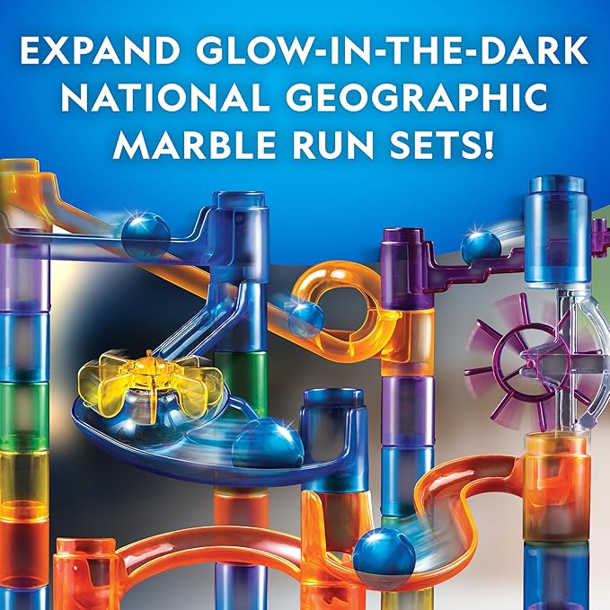 National Geographic Marble Run with Motorized Elevator - 95-Piece Marble Maze Kit with Motorized Spiral Lift, 20 Marbles, Perpetual Motion Machine, STEM Gifts for Boys and Girls, Kids Physics Toys