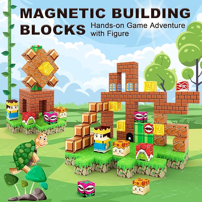 Soyee Magnetic Blocks Building Toys - Build Mine Magnet World Set Toddler Kids Sensory Toys for Boys & Girls Ages 3-5 5-7 8-12, 1'' Magnetic Cubes Game for Boys