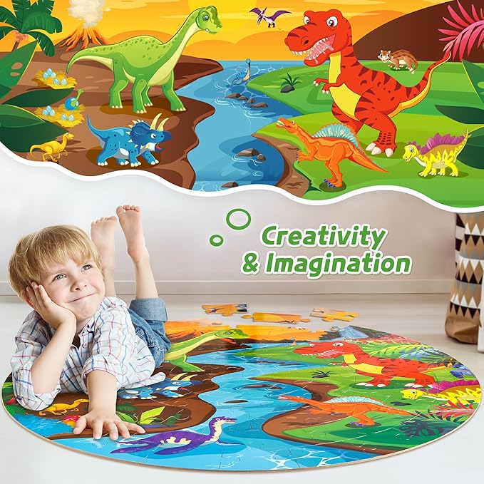SYNARRY Floor Puzzles for Kids Ages 4-6, Large 70 Piece Dinosaur Puzzles for Toddlers Ages 2-4, Dinosaur Puzzles for Kids 4-8, Preschool Toys Gifts for 3 4 5 6 7 8 Years Old Toddlers Boys Girls Child