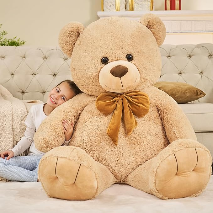 Tezituor Giant Teddy Bear 5 Feet, Soft 59" Big Bear Stuffed Animal Life Size Plush Bear Toy Valentine's Christmas Birthday Gift for Girlfriend Kids,Brown