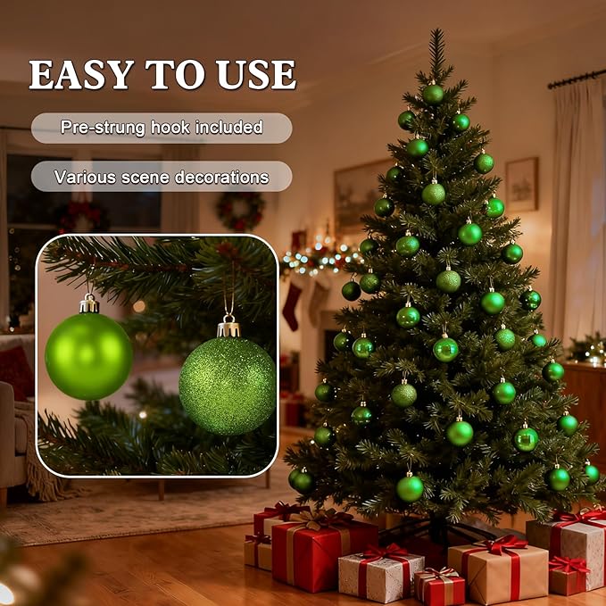 2.36" Christmas Balls Christmas Tree Ornaments Shatterproof Plastic Holiday Ornament Festival Hanging Ball Holiday Decorations Set of 24pcs