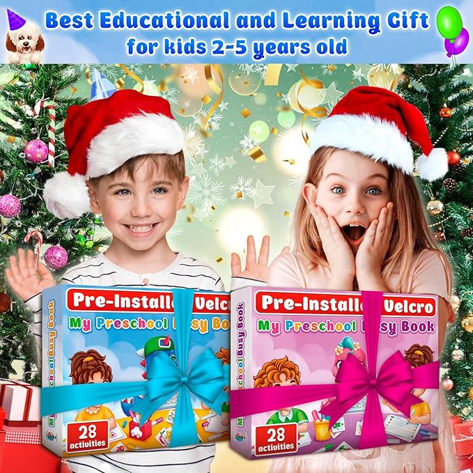 Curious 2 Learn Montessori pre-Assembled Busy Book for Toddlers Ages 3 and Up, Pre K Preschool Learning Activities Book - Autism Sensory Learning & Education Toys Kindergarten Workbook (Blue)