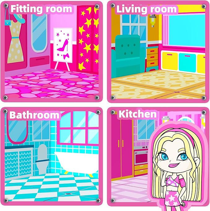 GobiDex Princess Magnetic Doll House Building Toys for Girls 3+, Pink Magnet Tiles for Kids Ages 4-8 STEM Sensory Toys for Toddlers Birthday Gifts for Girls 3+ Year Old