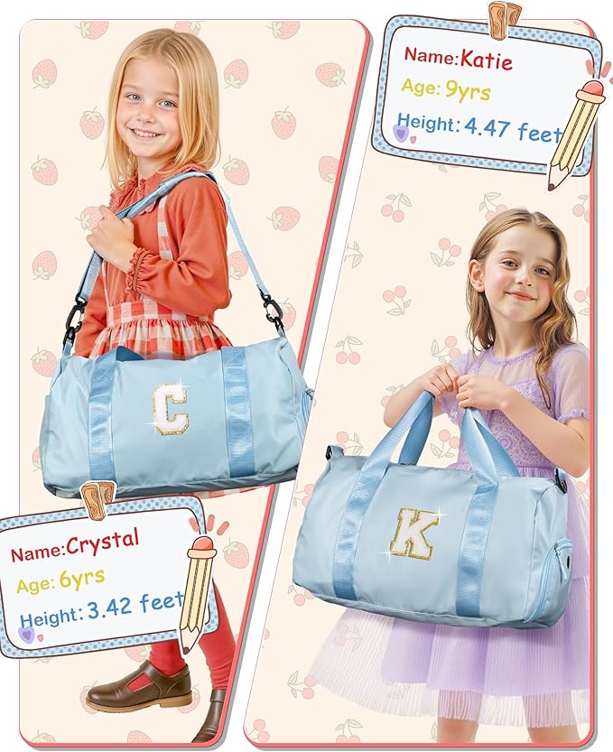 Birthday Gift for Granddaughter-Girl Gym Bag with Shoe Compartment, Kid Personalized Weekender Overnight Bags, Initial Travel Tote with Makeup Pouch, Christmas Gifts for Girls (Letter Z)