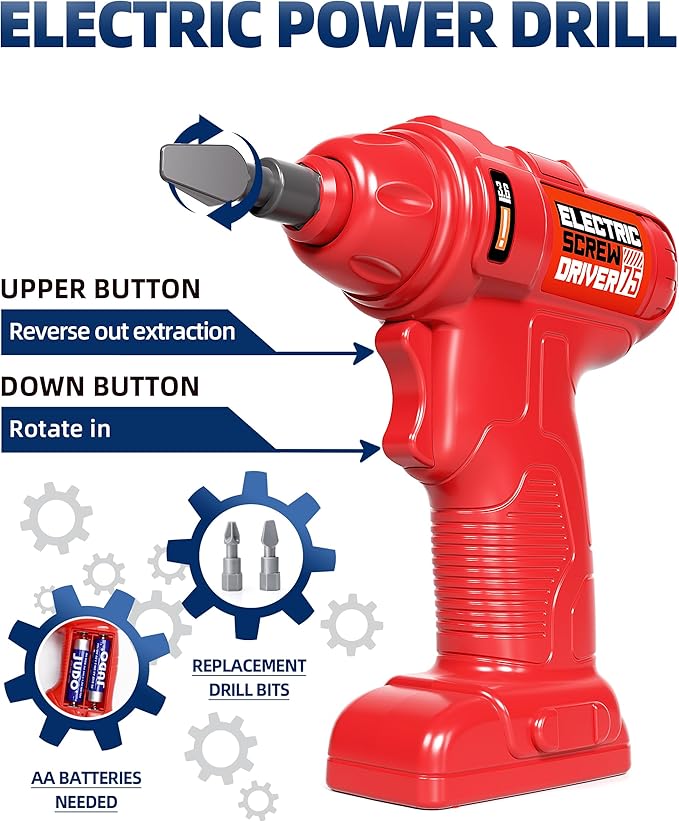 Deejoy Kids Tool Bench with Realistic Tools and Electric Drill, 79 Pcs Realistic Toy Tools with Clothes, Toddler Tool Bench Learning Gift for Boys & Girls Age 3-5 (Green) 32x26.6x14.4 in