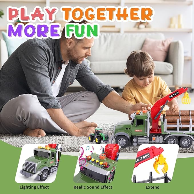 Tow Truck Toy Set for Kids Ages 4 to 8 Includes Farm Truck 3 Random Metal Trucks with Hook Perfect Toddler Toys for Boys and Girls 3 Years and Up Kids Toys Fun Playtime Vehicle Collection