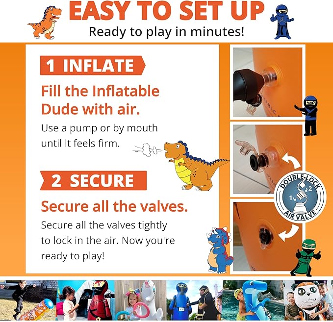 INFLATABLE DUDES Dinosaur -Kids Punching Bag | Already Filled with Sand| Bop Bag | Premium Inflatable Toy | Punching Bag for Kids | Enhanced Bounce-Back Action! | Indoor Outdoor - Party Games