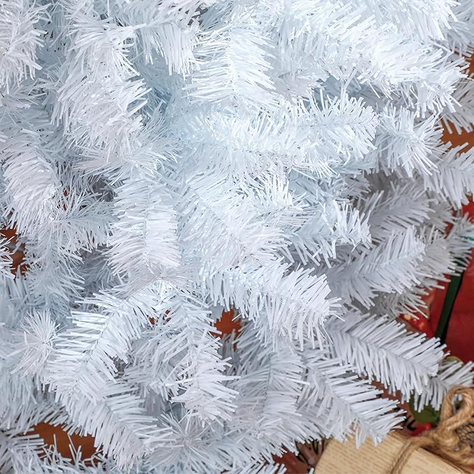 HOMCOM 6ft Pencil Christmas Tree, Unlit Artificial Christmas Tree Slim Douglas Fir Xmas Tree with Realistic Branches, Halloween Tree with 618 Tips, White