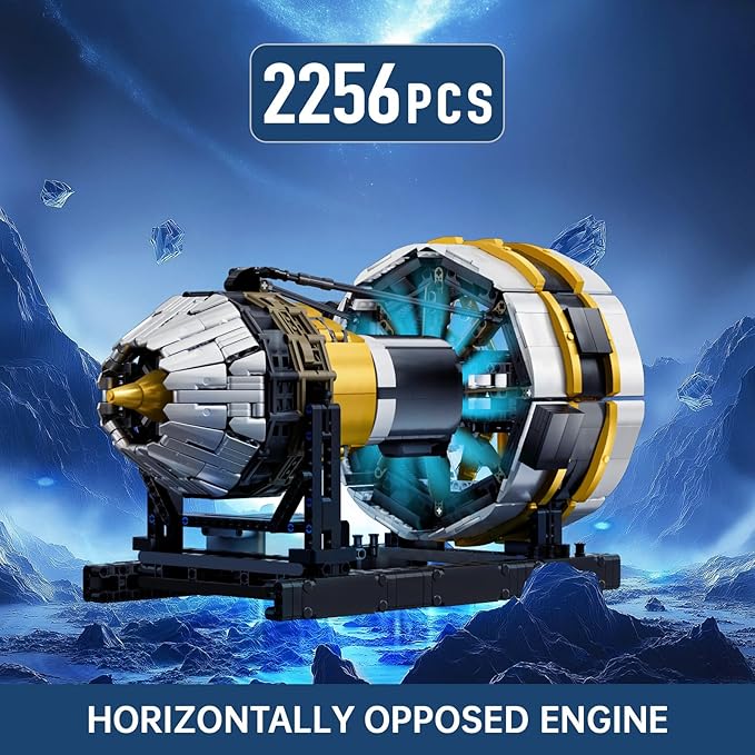 Mould King Aircraft Engine Toys Building Sets, Mini Engine Model with Motor, 10141 STEM DIY Project Building Kits, Collectible Birthday Blocks for Adults Aged 14+ (2256 Pieces)