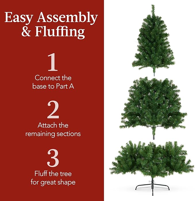 Best Choice Products Prelit Artificial Christmas Tree, 6ft Premium Lighted Realistic Spruce Holiday Décor w/Multicolor LED Lights, Easy Assembly