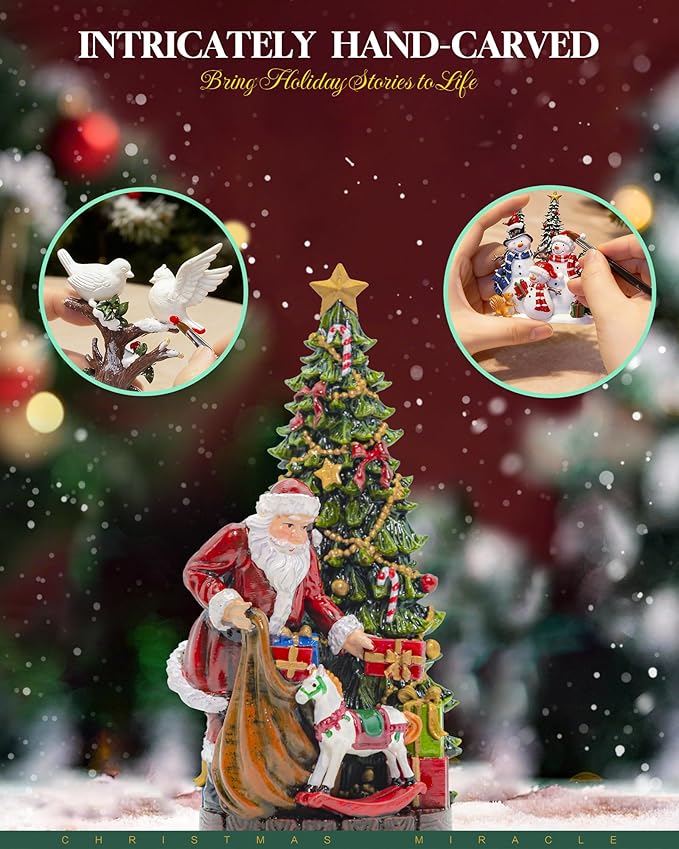 Musical Christmas Snow Globes Lantern, 13" Lighted Electric Snowglobes with 8 Holiday Songs, 6H Timer Dual Power, Santa with Gifts Christmas Ornaments Snow Globe for Kids Adults, Gifts for Men Women