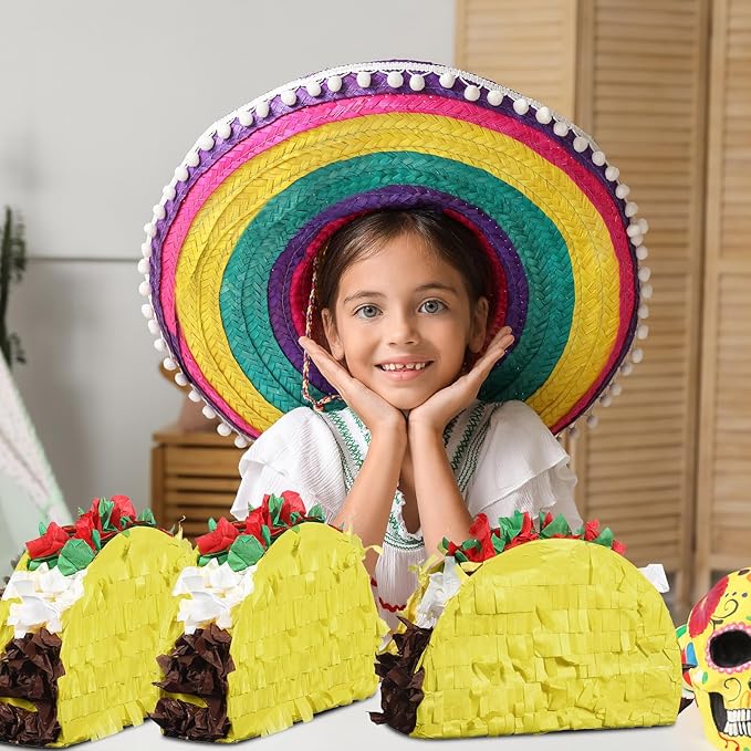 24 Pcs Mini Taco Piñatas for Cinco De Mayo Mexican Little Fiesta Taco Piñata Bulk for Mexican Carnivals Tuesday Event Party Favors, 5.9 x 3.9 x 1.6 Inches