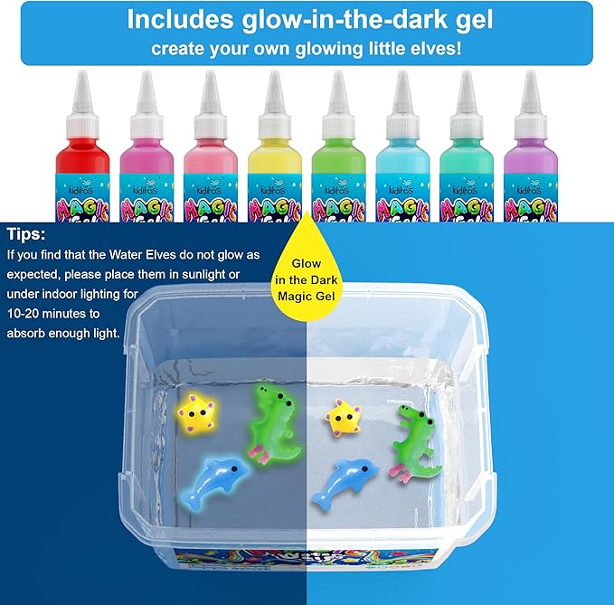 Kiditos Magic Water Elf Toy Kit, Aqua Fairy Water Gel Kit-16 Magic Gels & 12 Molds–Make Your Own Water Pets & Squishy Toys–Fun Summer DIY Craft Kit, Birthday Gifts & Party Favors for Kids Ages 3+