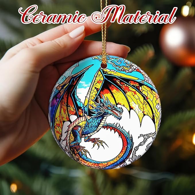 Dragon Christmas Ornament – Holiday & Christmas Decorations, Gifts for Dragon Lovers, Xmas Gift Ideas